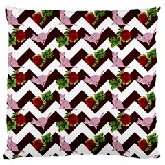 Cat Rose Chevron Large Flano Cushion Case (one Side) by snowwhitegirl