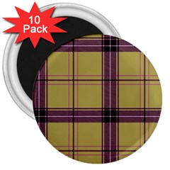 Beige Purple Plaid 3  Magnets (10 Pack)  by snowwhitegirl