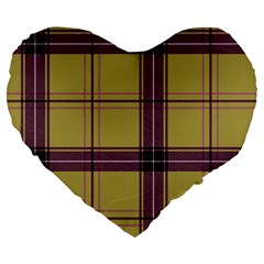 Beige Purple Plaid Large 19  Premium Flano Heart Shape Cushions by snowwhitegirl