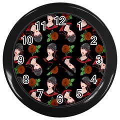 Vintage Flapper Woman Black Wall Clock (black) by snowwhitegirl