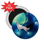 Awesome Black And White Wolf In The Universe 2.25  Magnets (10 pack)  Front