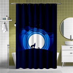 Month Full Moon Wolf Night Shower Curtain 48  X 72  (small)  by Nexatart