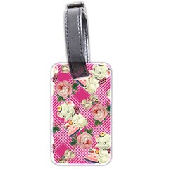 Retro Pets Plaid Pink Luggage Tags (two Sides) by snowwhitegirl