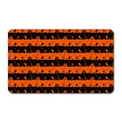 Orange And Black Spooky Halloween Nightmare Stripes Magnet (rectangular) by PodArtist