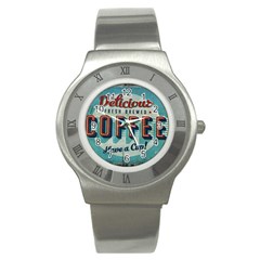 Delicious Coffee Stainless Steel Watch by snowwhitegirl