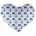 Vintage Face Anchor Blue Large 19  Premium Heart Shape Cushions Front