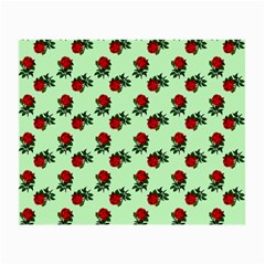 Red Roses Green Small Glasses Cloth (2-side) by snowwhitegirl