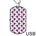 Flamingo Leaf Patttern Blue Dog Tag USB Flash (One Side) Front