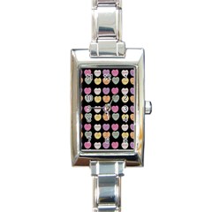 Valentine Hearts Black Rectangle Italian Charm Watch by snowwhitegirl