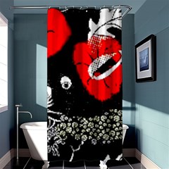 Red Poppy Flowers On Gray Background By Flipstylez Designs Shower Curtain 36  X 72  (stall)  by flipstylezfashionsLLC