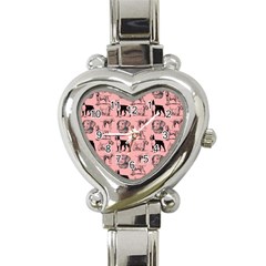 Dog Pattern Pink Heart Italian Charm Watch by snowwhitegirl