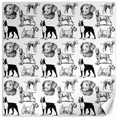 Dog Pattern White Canvas 16  X 16  by snowwhitegirl