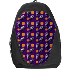 Halloween Skeleton Pumpkin Pattern Purple Backpack Bag by snowwhitegirl