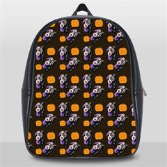 Halloween Skeleton Pumpkin Pattern Brown School Bag (large) by snowwhitegirl