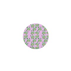 Green Alien Monster Pattern Pink 1  Mini Buttons by snowwhitegirl