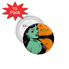 Zombie Retro Girl Black 1 75  Buttons (10 Pack) by snowwhitegirl