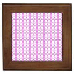 Circles Lines Light Pink White Pattern Framed Tiles by BrightVibesDesign