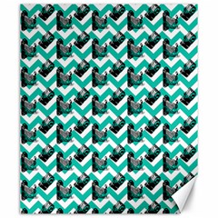 Vintage Camera Chevron Aqua Canvas 20  X 24  by snowwhitegirl