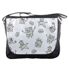 Doodle Bob Pattern Messenger Bag by Valentinaart