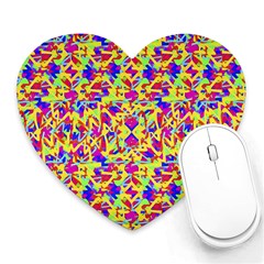 Multicolored Linear Pattern Design Heart Mousepads by dflcprints