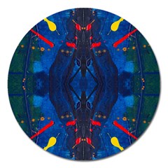 Kaleidoscope Art Pattern Ornament Magnet 5  (round) by Celenk