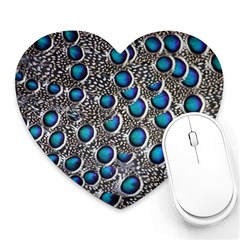 Peacock Pattern Close Up Plumage Heart Mousepads by Celenk