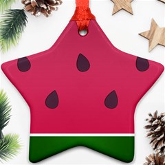 Watermelon Fruit Summer Red Fresh Star Ornament (two Sides) by Nexatart