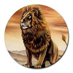 Golden Lion Round Mousepads by ArtByThree