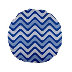 Waves Wavy Lines Pattern Design Standard 15  Premium Flano Round Cushions by Sapixe