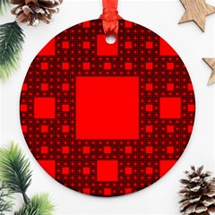 Red Sierpinski Carpet Plane Fractal Ornament (round) by Sapixe