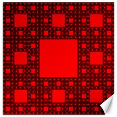 Red Sierpinski Carpet Plane Fractal Canvas 12  X 12  by Sapixe