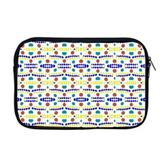 Retro Blue Yellow Brown Teal Dot Pattern Apple Macbook Pro 17  Zipper Case by BrightVibesDesign