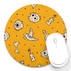 Funny Halloween Party Pattern Round Mousepads by HalloweenParty