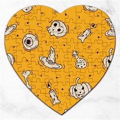 Funny Halloween Party Pattern Jigsaw Puzzle (heart) by HalloweenParty