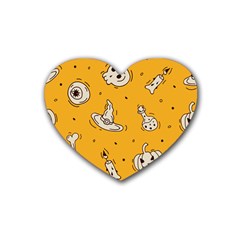 Funny Halloween Party Pattern Heart Coaster (4 Pack)  by HalloweenParty