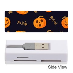 Funny Scary Black Orange Halloween Pumpkins Pattern Memory Card Reader (stick) by HalloweenParty