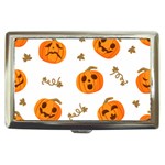 Funny Spooky Halloween Pumpkins Pattern White Orange Cigarette Money Case Front