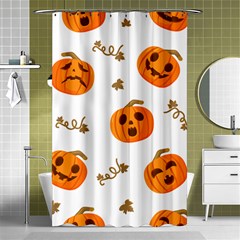 Funny Spooky Halloween Pumpkins Pattern White Orange Shower Curtain 48  X 72  (small)  by HalloweenParty