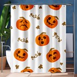 Funny Spooky Halloween Pumpkins Pattern White Orange Shower Curtain 60  x 72  (Medium)  60 x72  Curtain