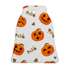 Funny Spooky Halloween Pumpkins Pattern White Orange Ornament (bell) by HalloweenParty