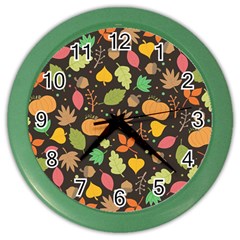 Thanksgiving Pattern Color Wall Clock by Valentinaart