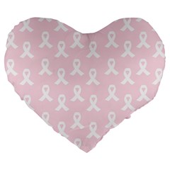 Pink Ribbon - Breast Cancer Awareness Month Large 19  Premium Flano Heart Shape Cushions by Valentinaart