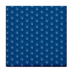 Quebec French Royal Fleur De Lys Elegant Pattern Blue Blue Quebec Fleur De Lys Pattern Blue Tile Coasters by Quebec