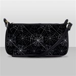 Pattern Spiderweb Halloween Gothic on black background Shoulder Clutch Bag Front