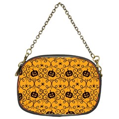 Pattern Pumpkin Spider Vintage Halloween Gothic Orange And Black Chain Purse (one Side) by genx