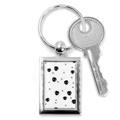 Pattern Skull Stars Handrawn Naive Halloween Gothic Black And White Key Chains (rectangle)  by genx