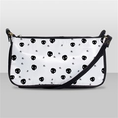 Pattern Skull Stars Handrawn Naive Halloween Gothic Black And White Shoulder Clutch Bag by genx