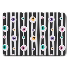 Pattern Eyeball Black And White Naive Stripes Gothic Halloween Large Doormat  by genx