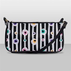 Pattern Eyeball Black And White Naive Stripes Gothic Halloween Shoulder Clutch Bag by genx