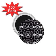 Pattern Pumpkin Spider Vintage Gothic Halloween Black And White 1 75  Magnets (100 Pack)  by genx